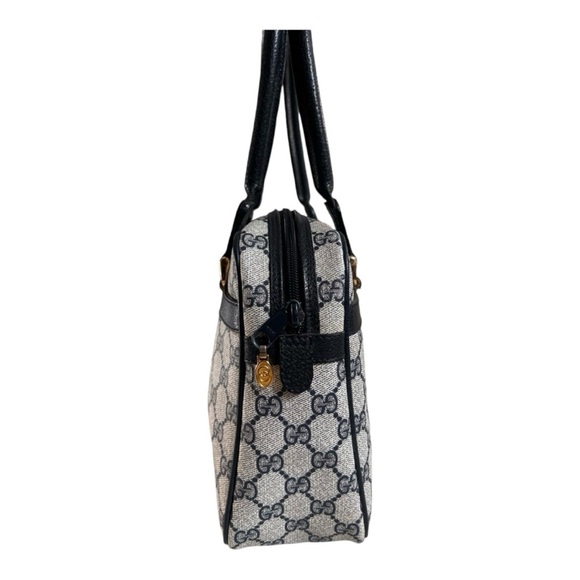 Vintage Gucci GG Supreme Sherry Line Navy Monogram Canvas Boston Bag - Picture 3 of 16
